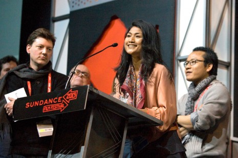 Director Kalyanee Mam receives an award for her documentary at the Sundance Film Festival. (Scott Klepper)