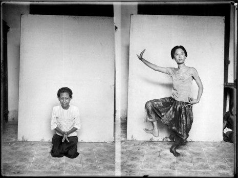 Nou Nam, left, had been the favorite dancer of both King Norodom and King Sisowath. In her 50s in 1927, she agreed to help Georges Groslier archive Khmer classical dance movements in photographic form. Ith, right, would only pose for the camera when her rival in the Royal Ballet was absent, Georges Groslier wrote in 1928. (National Museum Collection)