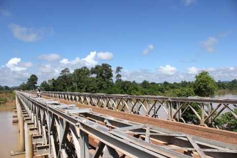 This 252-meter-long bridge, which was constructed in 2011 by businessman Try Pheap, spans the Sesan River in Ratanakkiri province's Andong Meas district. (Van Roeun/The Cambodia Daily)