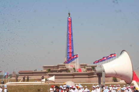 The Solidarity Front for the Development of the Cambodian Motherland's new $3-million stupa is inaugurated in Kratie province's Snuol district yesterday, the 35th anniversary of the Front's founding. (Lim Chea Vutha)