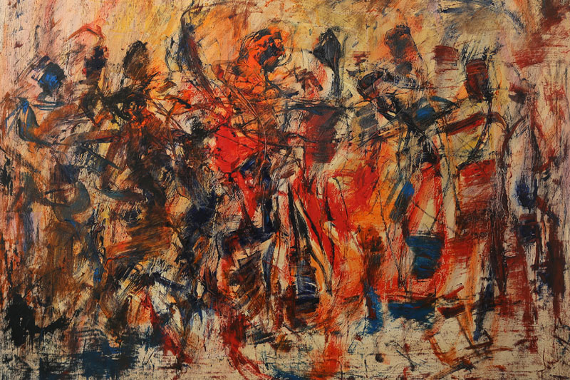 Chhim Sothy’s painting entitled 'Round Dance.' (Siv Channa)