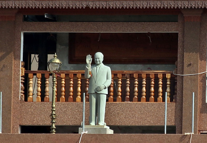 On top of the building on Street 19z is a statue of the late King Father Norodom Sihanouk. (Siv Channa)