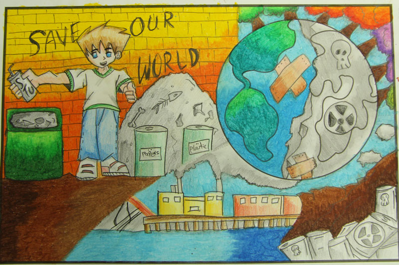 A painting on the theme of 'Heal the World' by Naieka Malmgren, 13, was one of six winning entries in Global Art Cambodia's second National Art Competition. (Global Art & Creative Cambodia)