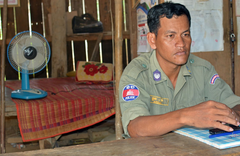 Suon Sokha, acting Svay Por police chief, at the commune police office. (Alex Consiglio/The Cambodia Daily)