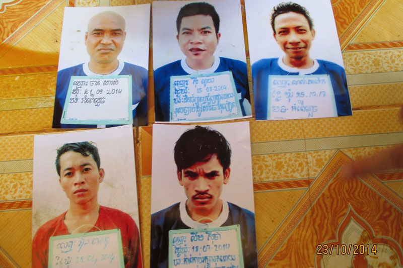 Mug shots of five of the six inmates who escaped from Ratanakkiri Provincial Prison on Thursday. (Chhay Thy)
