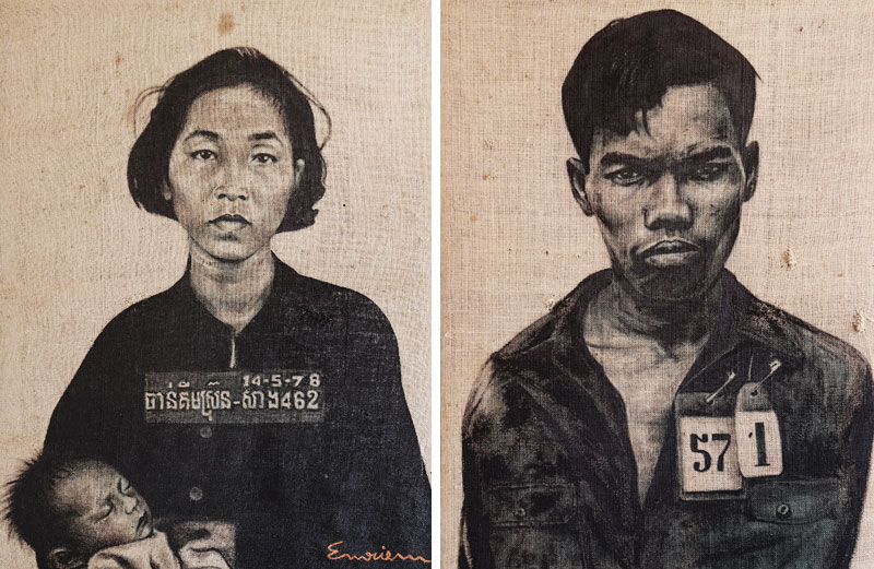 Untitled paintings in Em Riem's exhibition 'Glorious Numbers' (Aria Danaparamita/The Cambodia Daily)