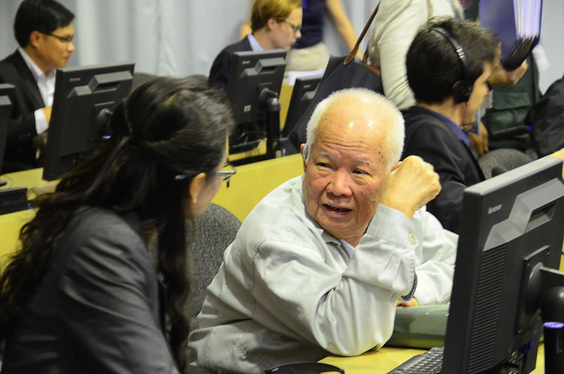 Khieu Samphan attends a hearing at the Khmer Rouge tribunal earlier this week. (ECCC)