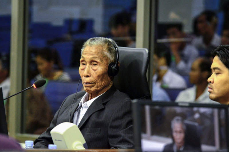 Riel Son, former deputy chief of a district hospital during the Democratic Kampuchea period, gives evidence at the Khmer Rouge tribunal on Tuesday. (ECCC)