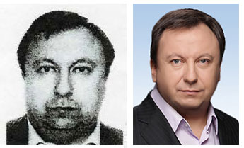 Ukrainian parliamentarian Mykola Kniazhytsky as pictured on Interpol's website, left, and in his official government portrait