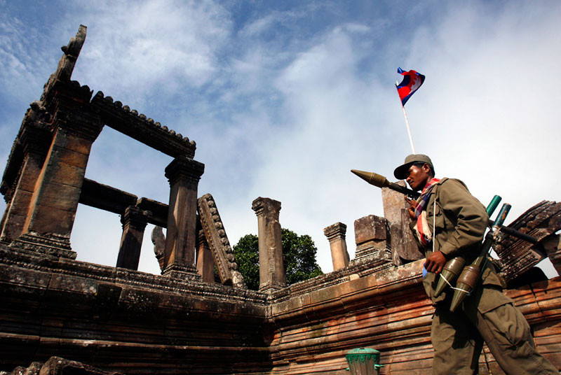 A Cambodian soldier patrols Preah Vihear in 2008. (Reuters)