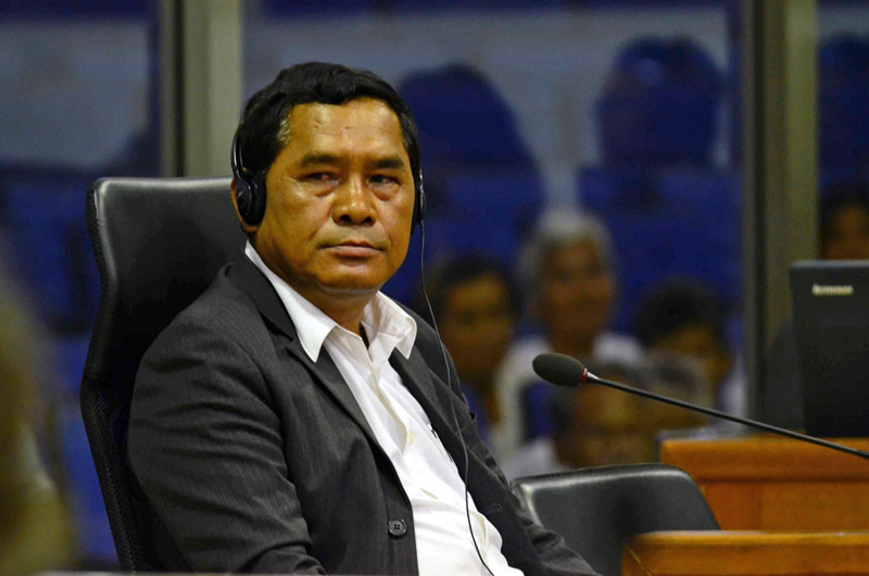 Sam Sithy testifies during appeal hearings at the Khmer Rouge tribunal on Friday. (ECCC)