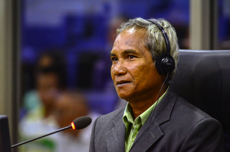 Lat Suoy testifies at the Khmer Rouge tribunal on Tuesday. (ECCC)