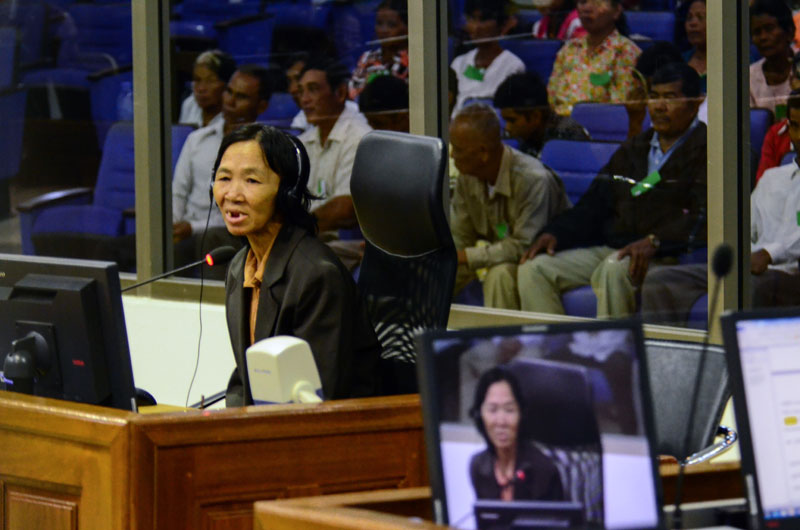 Yi Laisov gives testimony at the Khmer Rouge tribunal on Thursday. (ECCC)
