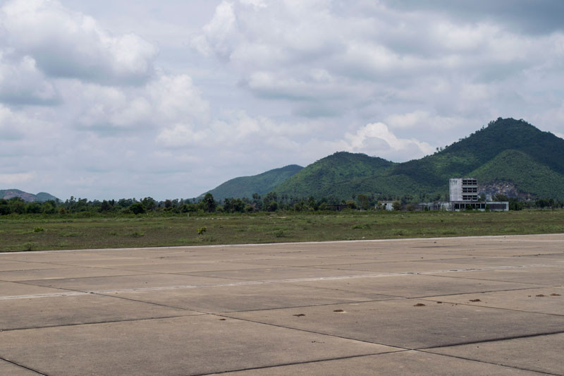 The Kompong Chhnang Airport’s control tower and runway, seen last month (Peter Ford/The Cambodia Daily)