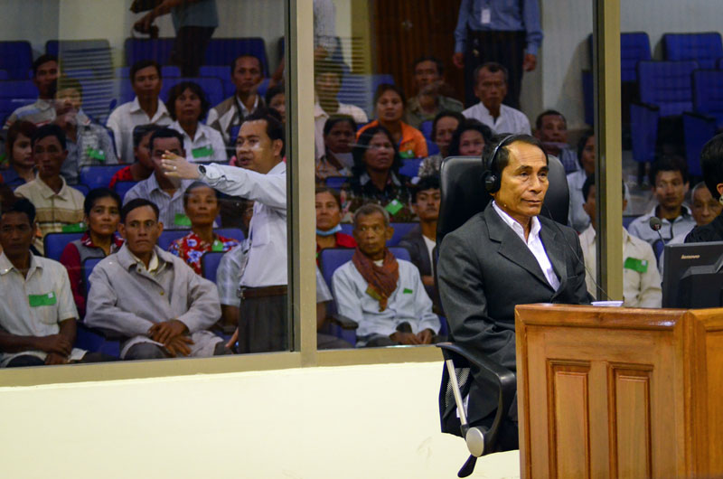 Samrit Muy testifies at the Khmer Rouge tribunal on Tuesday. (ECCC )