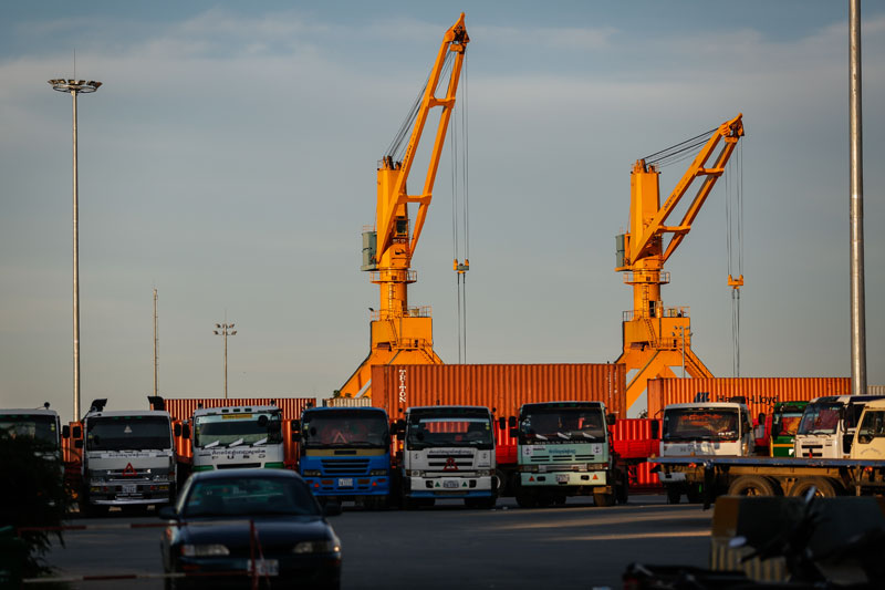 A view of the Phnom Penh Autonomous Port on Wednesday (Siv Channa/The Cambodia Daily)
