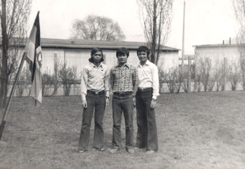 Ma Channat poses in East Germany with colleagues in the early 1980s. (Meta House)
