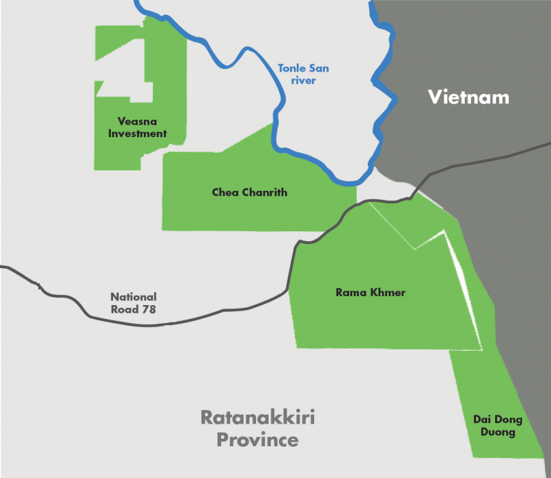 Vietnamese military units have taken control of four rubber plantations inside Cambodia along the country’s border with Vietnam. (Mark Tilly/The Cambodia Daily)