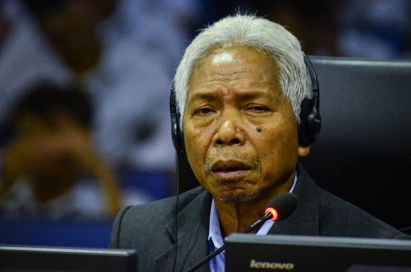 Meas Voeun testifies at the Khmer Rouge tribunal on Tuesday. (ECCC)