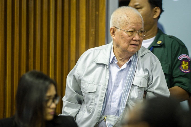 Khieu Samphan attends an appeal hearing at the Khmer Rouge tribunal Tuesday. (ECCC)