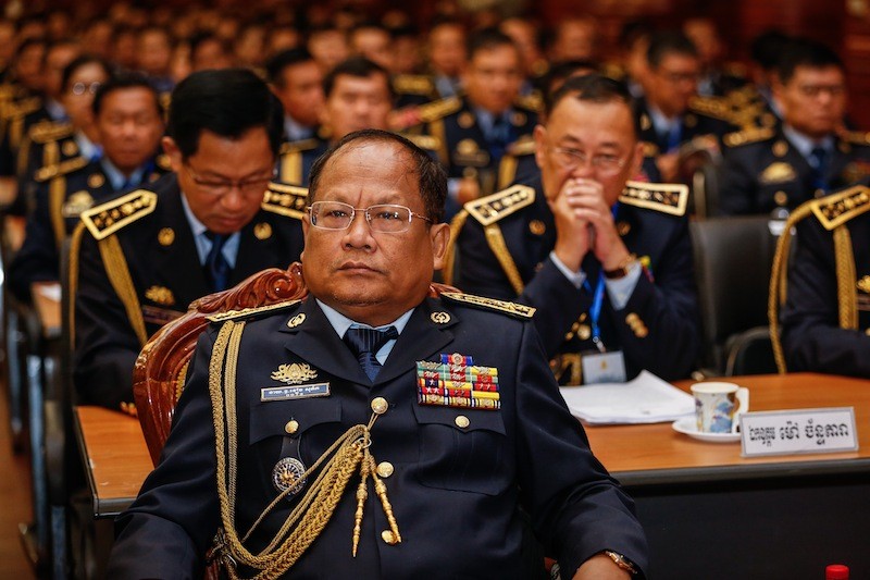 General Khieu Sopheak attends a meeting of the Interior Ministry in Phnom Penh yesterday. (Siv Channa/The Cambodia Daily)