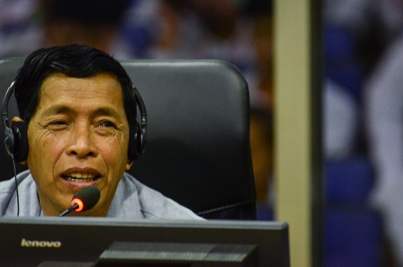 Phan Thol testifies at the Khmer Rouge tribunal yesterday. (ECCC)
