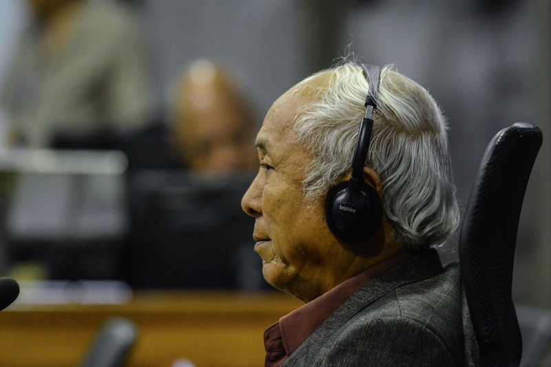 Chum Mey testifies at the Khmer Rouge tribunal in Phnom Penh on Monday. (ECCC)