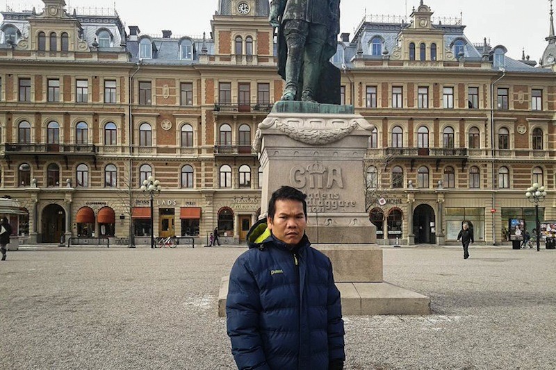Soeung Hai poses in Ostersund, Sweden, last month, in a photograph posted to his Facebook page.