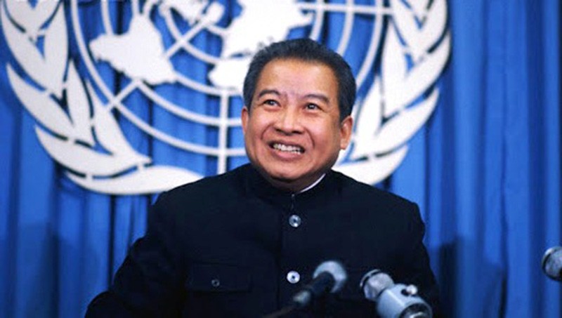 The late King Norodom Sihanouk addresses the UN Security Council in 1979, in a photograph provided by his biographer, Julio Jeldres. 