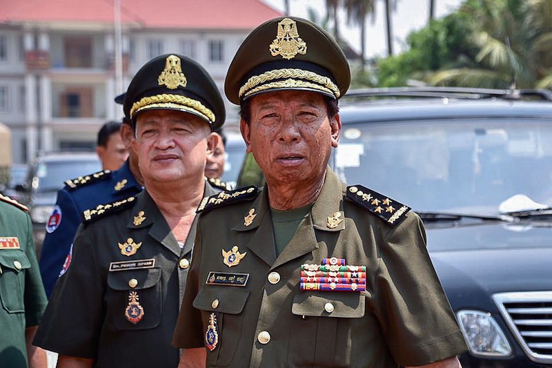 Defense Minister Tea Banh attends an inauguration ceremony at the National Defense University in Phnom Penh on Thursday, in this photograph posted to his Facebook page.