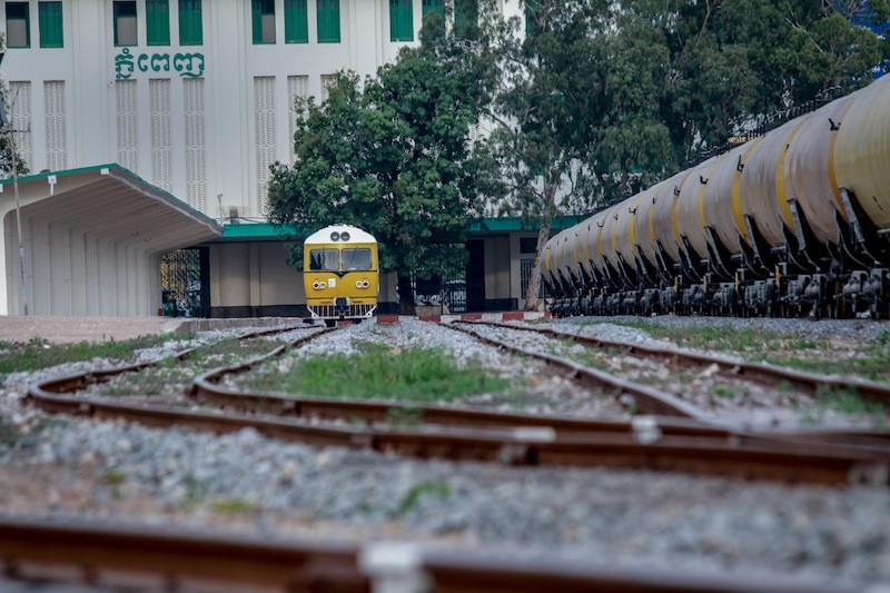 A locomotive sits at the train station in central Phnom Penh in 2012. (Siv Channa/The Cambodia Daily)