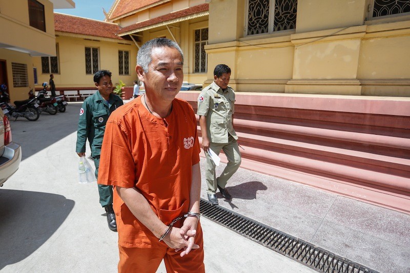 Deap Sunlay leaves the Supreme Court in Phnom Penh yesterday after the court upheld his 20-year sentence for drug trafficking. (Siv Channa/The Cambodia Daily)