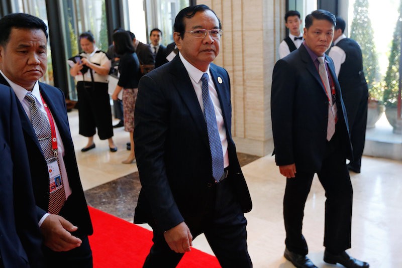 Foreign Affairs Minister Prak Sokhonn attends the Asean foreign ministers' meeting in Vientiane on Monday. (Reuters)