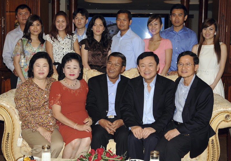 A 2009 photograph of the first family taken at the Phnom Penh home of Prime Minister Hun Sen, front center. In the back row, from left to right, are Hun Manith and his wife Dy Chendavy; Hun Maly and her husband Sok Puthyvuth; Pich Chanmony and her husband Hun Manet; Hun Mana and her husband Dy Vichea; and Chay Lin, Mr. Hun Sen’s daughter-in-law. Seated to Mr. Hun Sen's left is his wife, Bun Rany. (Reuters)