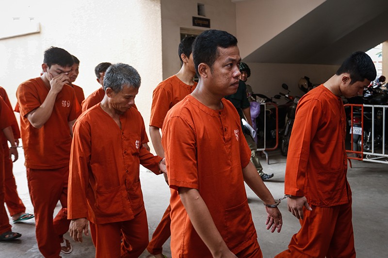 Som Kimsean arrives at the Phnom Penh Municipal Court for his sentencing on Friday. (Siv Channa/The Cambodia daily) 