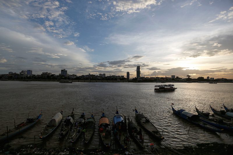 Downtown Phnom Penh is seen from across the Tonle Bassac river on Sunday. (Pring Samrang/Reuters)