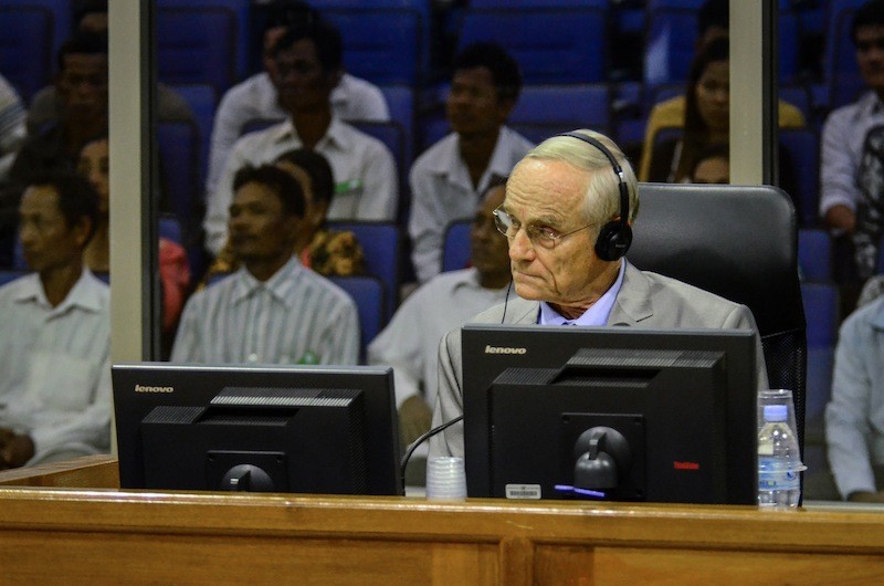 Henri Locard testifies at the Khmer Rouge tribunal in Phnom Penh on Thursday. (ECCC) 