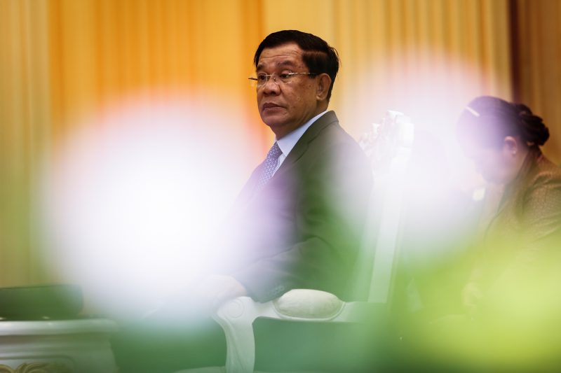 Prime Minister Hun Sen arrives at the National Assembly in Phnom Penh. (Siv Channa/The Cambodia Daily)