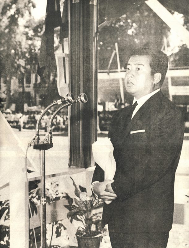 Prince Sihanouk gives a speech in the 1960s.