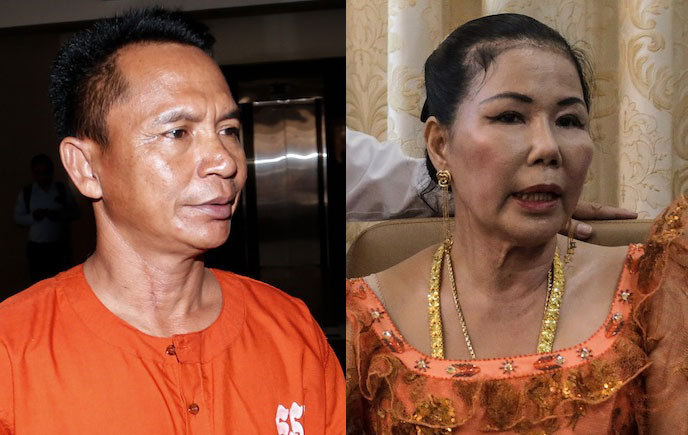 Pech Prum Mony, left, and Keo Sary (Siv Channa/The Cambodia Daily)