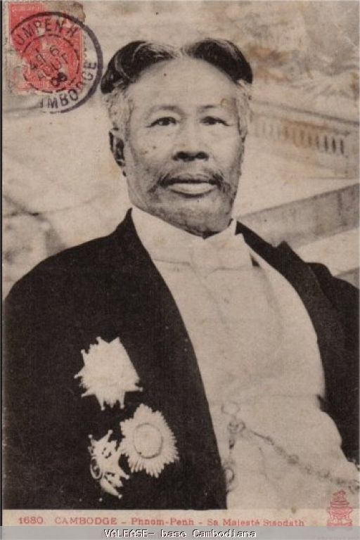 A postcard shows King Sisowath in 1906 (Joel Montague collection)