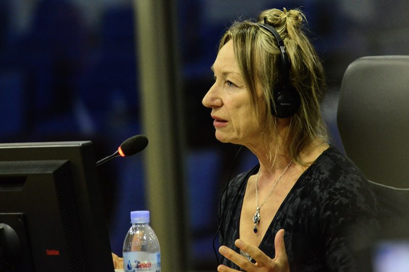 Psychologist Peg LeVine testifies at the Khmer Rouge tribunal in Phnom Penh on Monday. (ECCC)