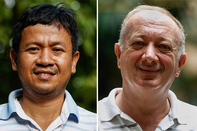 Hiep Chan Vicheth, left, and Jean-Michel Filippi (Siv Channa/The Cambodia Daily)