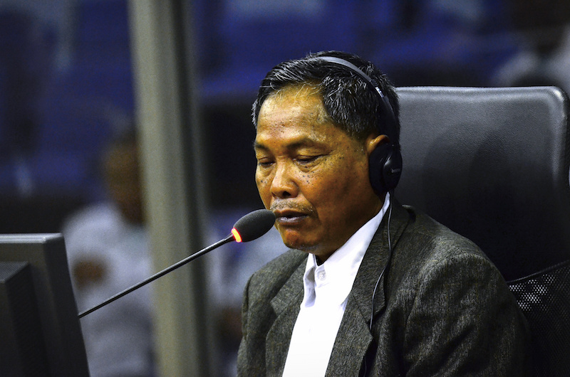 A former messenger testifies for the second day at the Khmer Rouge tribunal in Phnom Penh on Tuesday. (ECCC)