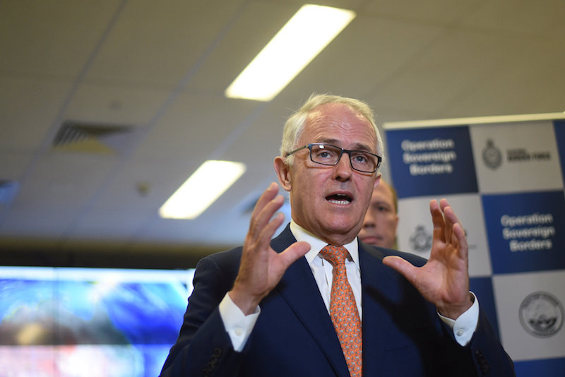 Australian Prime Minister Malcolm Turnbull speaks to the media in Canberra on Sunday about the country’s deal with the U.S. to resettle refugees on Nauru and Manus islands. (Reuters)