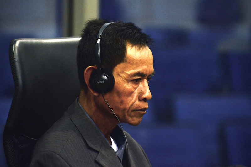 Civil party 2-TCCP-1063 testifies at the Khmer Rouge tribunal ­on Wednesday in Phnom Penh. (ECCC)