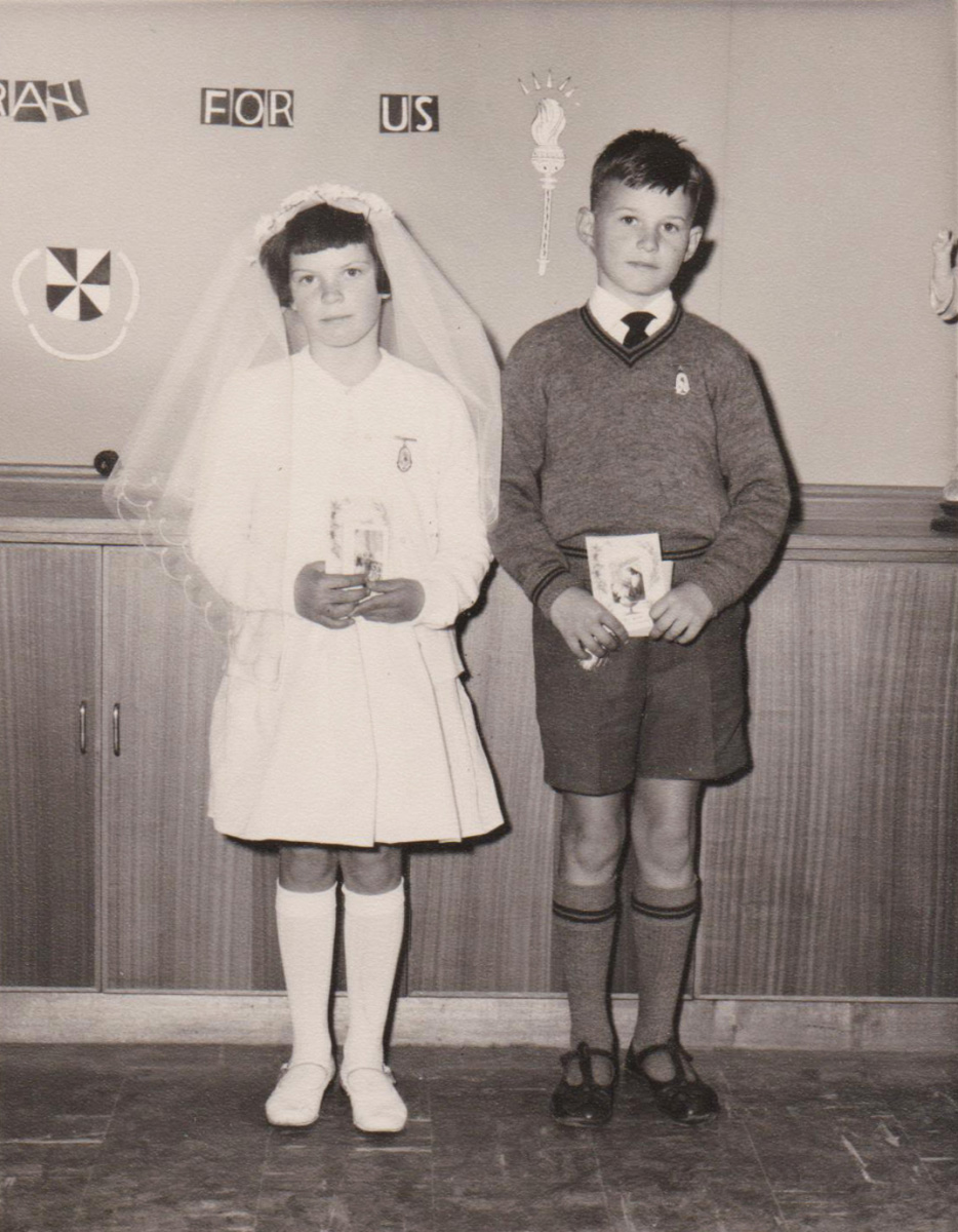Ruth, left, and Andrew at their first communion church ceremony in 1963.