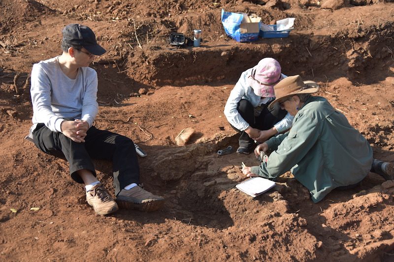 Scientist Lisa Tauxe works at the excavation site with a student and scientists Quan Hua left watching. PhotoMitch Hendrickson 1