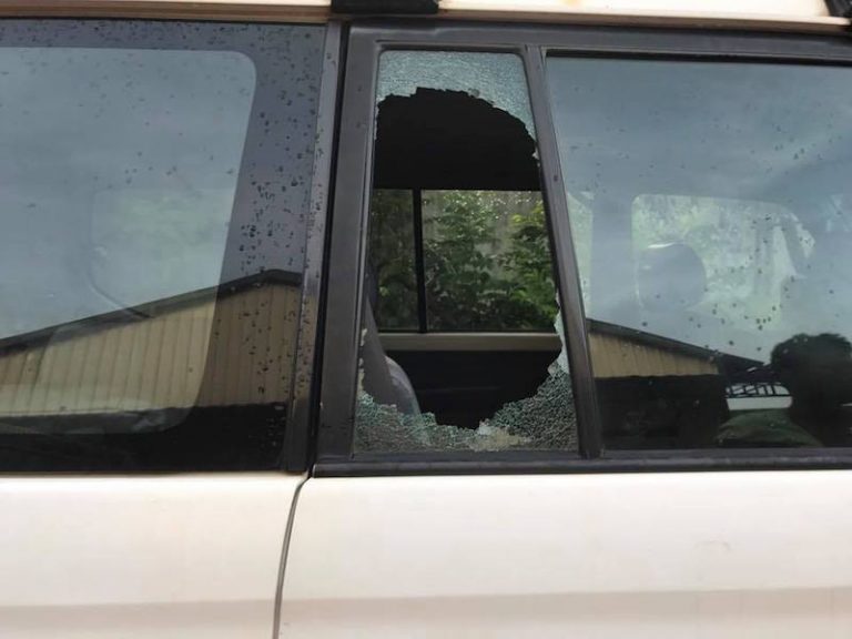 Car Window Smashed After Dropping Off Activist Monks