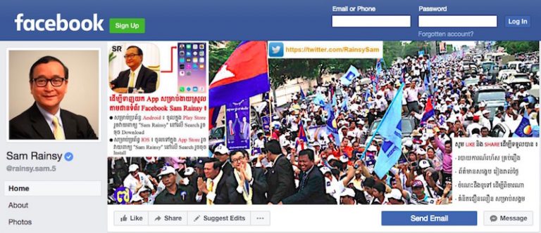 Government To Monitor Sam Rainsy’s Facebook Page